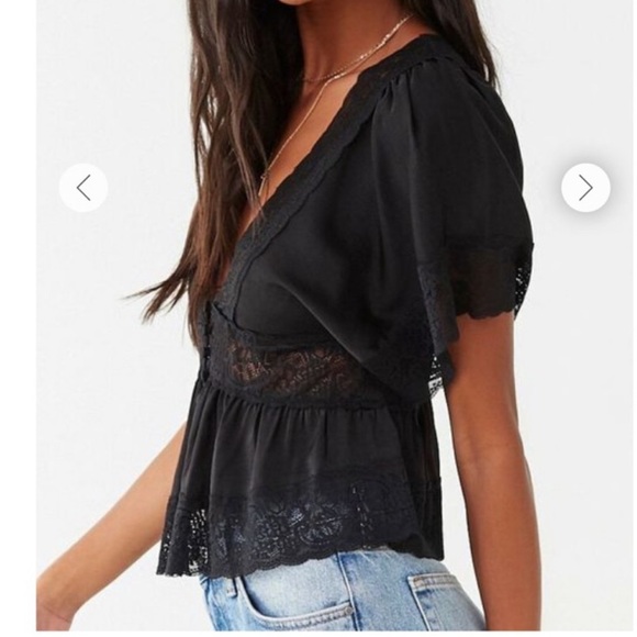 NWT - Forever 21 - BLACK WOVEN TOP - Size - Small - Picture 9 of 10